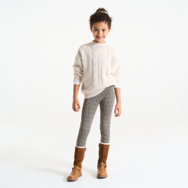 بنطلون)سروال( لاغينغ من الجيرسي، للفتيات، باللون الرمادي وعليه طبعة